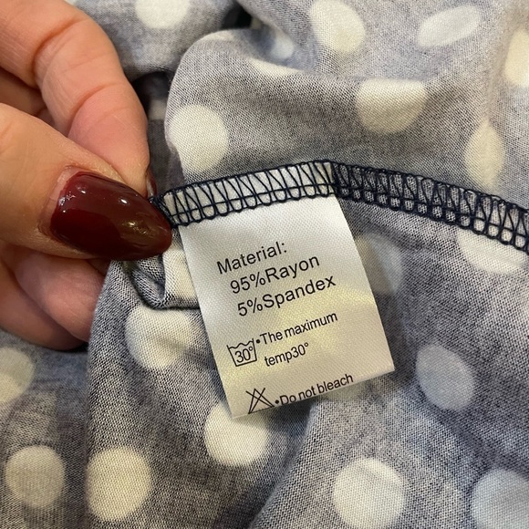 DB Moon black white polka dot midi short sleeve dress large - Picture 5 of 9